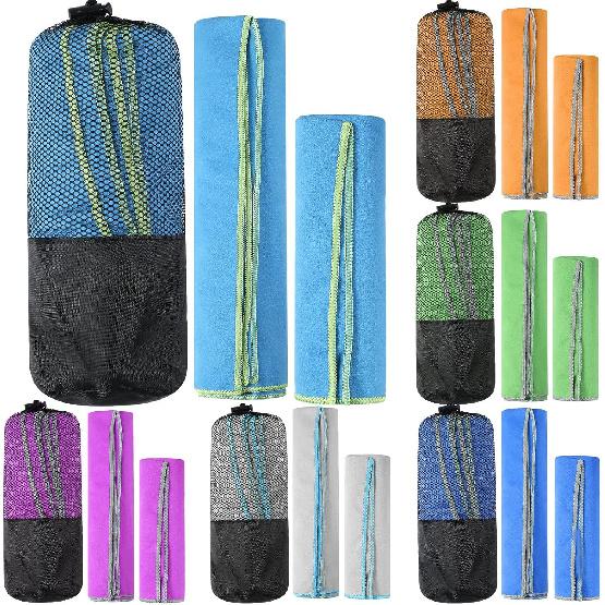 Oudain 6 Set Quick Dry Towel 12 Pack Fast Drying Towels 2 Size Microfiber Travel Towels Absorbent Compact Dry Towel for Camping Hiking Swim Beach Gym