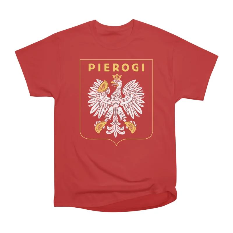 Men Casual Shirts Short Sleeves PIEROGI COAT OF ARMS Red Tees Oversized T-shirts