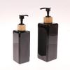 1Pcs Bathroom Dispensers Square Shampoo Shower Gel Body Wash Dispensers Refillable Bamboo Pump Bottles Lotion Containers