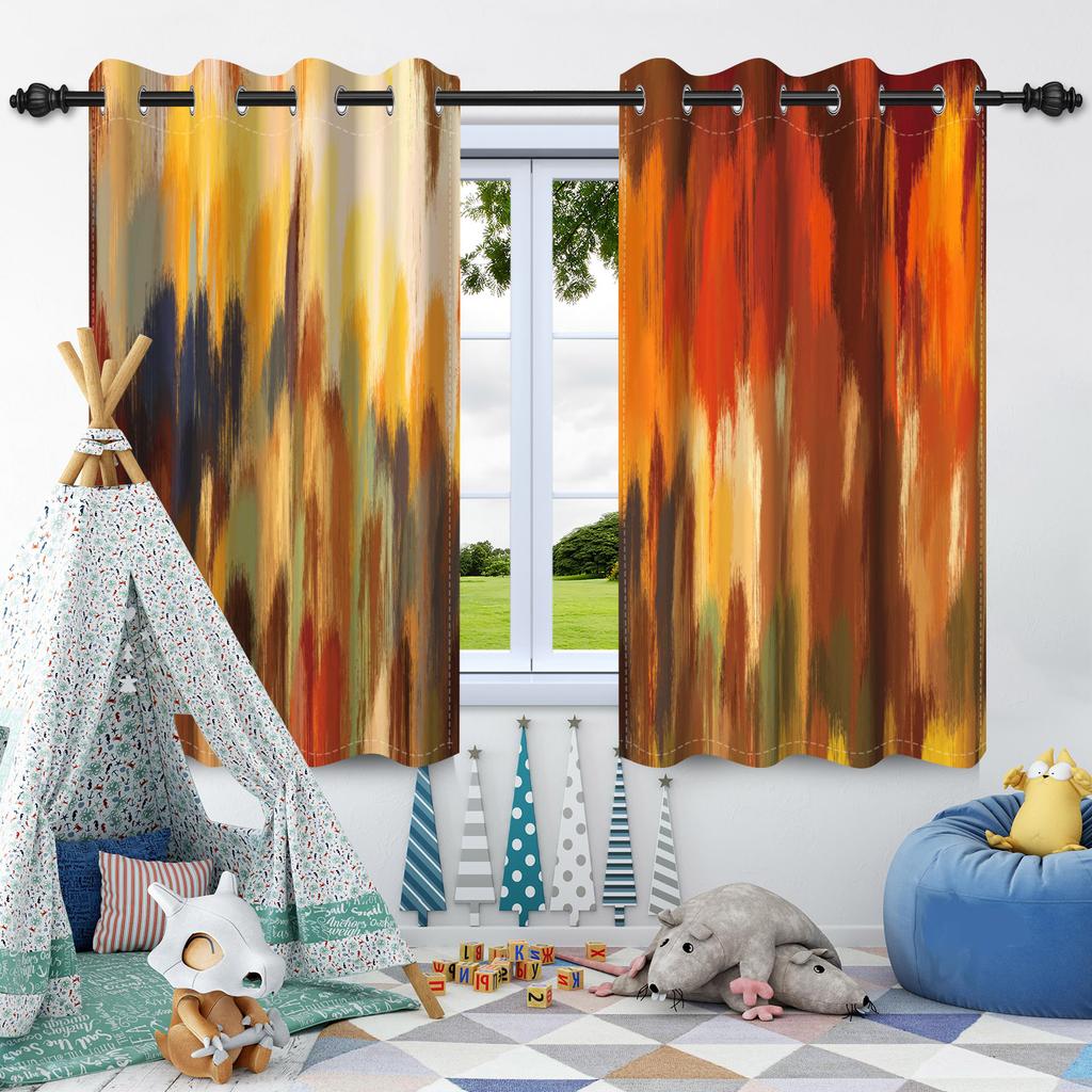 2 st Abstrakta Oljemålning Textur Fönstergardiner Sekretessavdelare Mörkläggningsgardin Lägenhet Sovrum Vardagsrum Mörkläggning