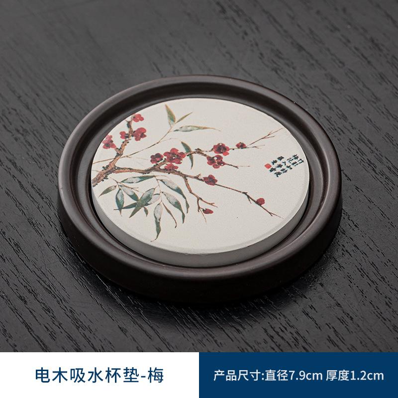 Phenolic Absorbent Coasters with Storage Holder Creative Tea Cup Mats Heat Resistant Coffee Tea Accessories for Home Office