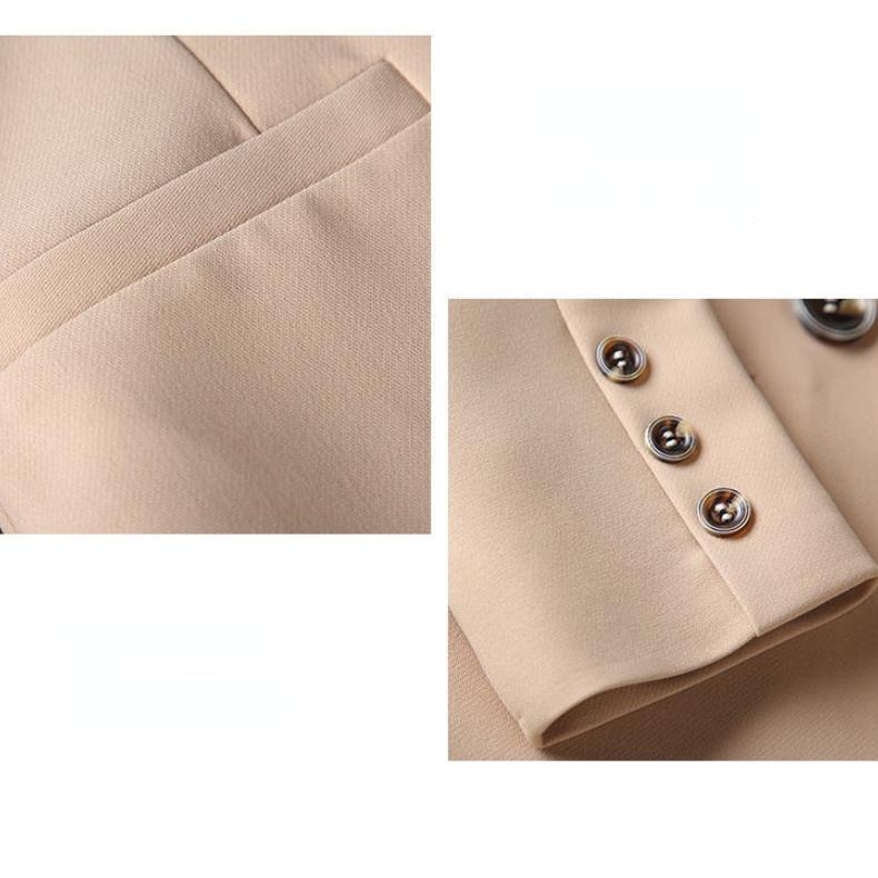 Spring Autumn Korean Suit Coat Black Blazer Slim Notched Double Breasted Blazer Formal Clothes