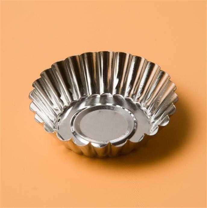 Reusable Cake Egg Tart Mold 10pcs/set 7cm Tinplate Flower  Kitchen Tools Baking Mould Silver Color