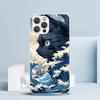 Anime Cat Sea Wave Aesthetic Phone Case For IPhone 16 17 Air 16E 15 14 Plus 13 Mini 12 11 Pro Max 7 8 + SE 2020 Soft TPU Back Co