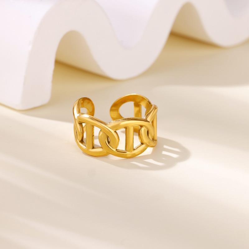 Personality, Creativity, Simplicity, Creative Design Sense, K Gold Titanium Steel Opening, Simple Line Twist Pattern, Versatile Ring