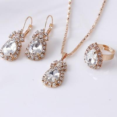 Personalized Drip Diamond Necklace Earrings Ring Watch Accessories Set Shiny Bride