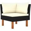 Corner Armchair - VIDAXL - Solid Eucalyptus - Polyrattan - Black - 2 Persons