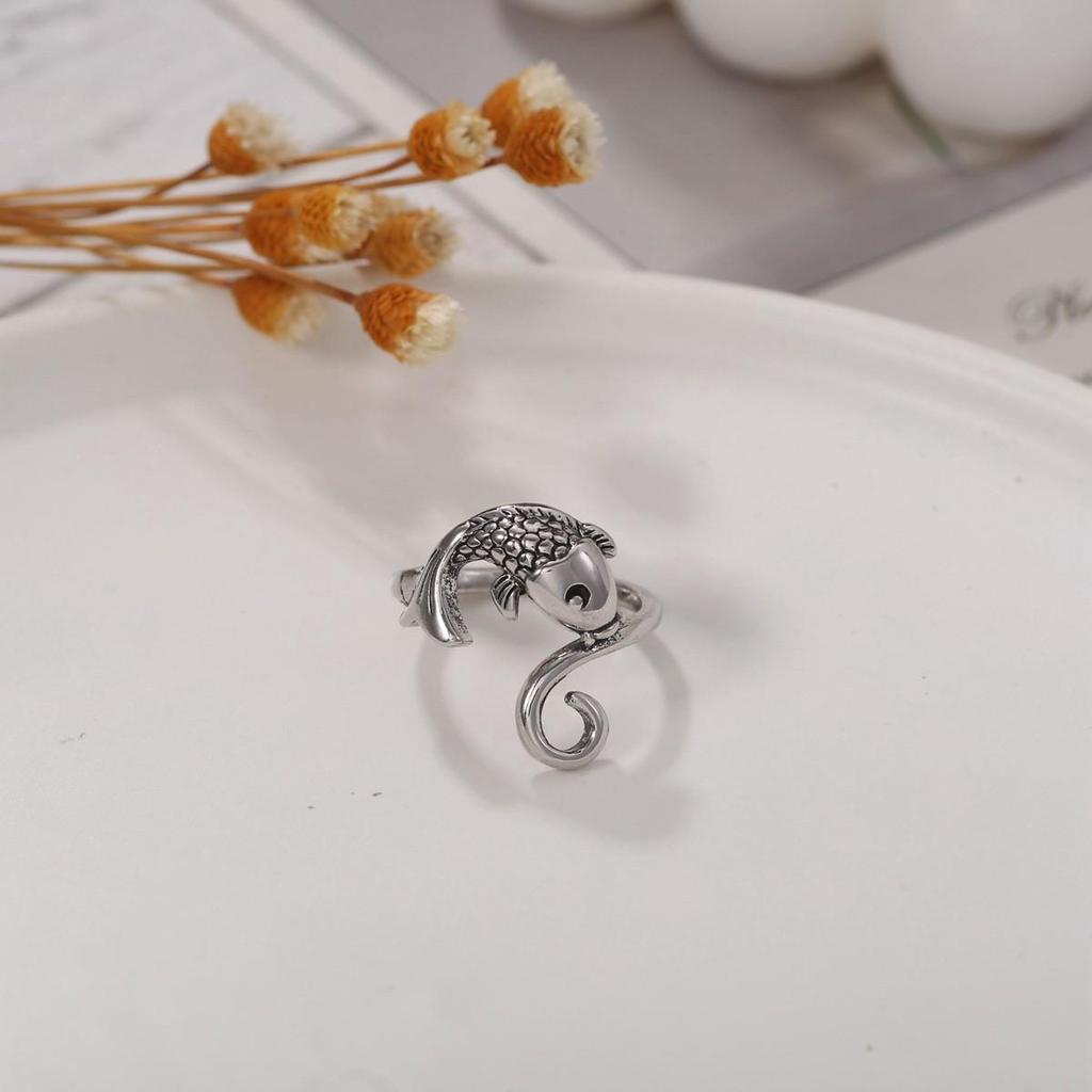 Anello Gatto Geometrico Europeo & Americano, Design Aperto Regolabile, Ornamento Animale Lavorato a Maglia per Dita.
