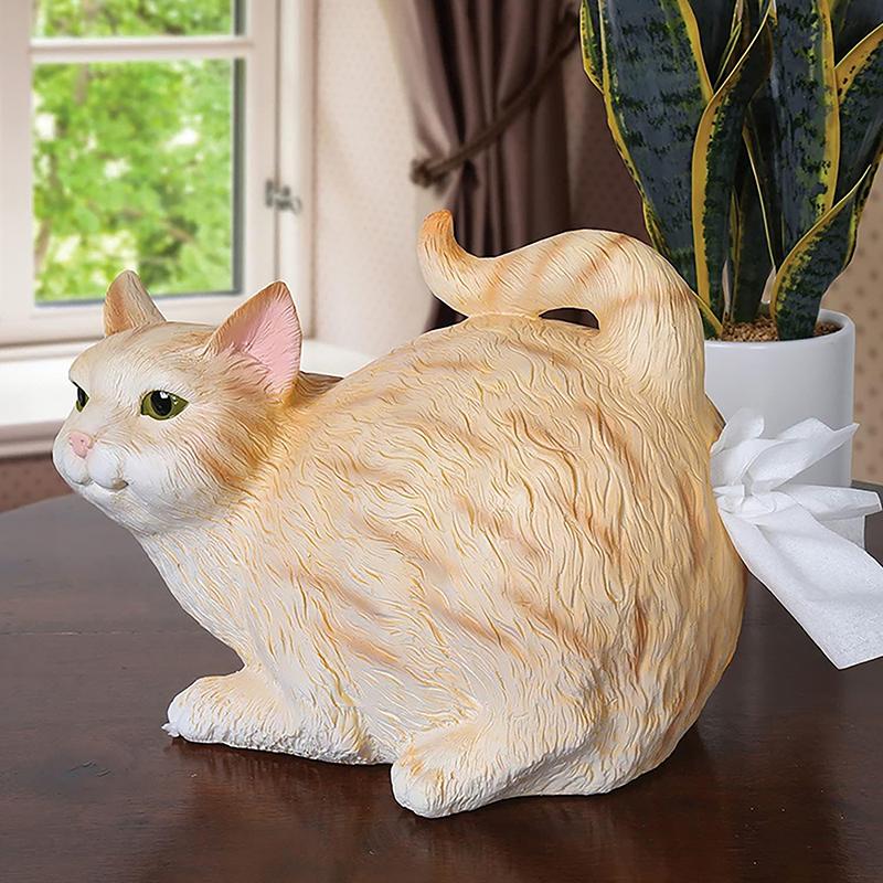 Cat Tissue Box Cartoon Creative Cat Butt Tissue Box Funny Cat Resin Statue Napkin Holder Cat Butt Hole Hand Paper Box Home Decor