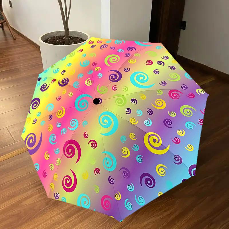 1PC Spiral Patterns Umbrella-8-Rib Reinforced Portable Folding Travel Suitable for All Seasons Outdoor Daily Use Is an Ideal Choice -F357