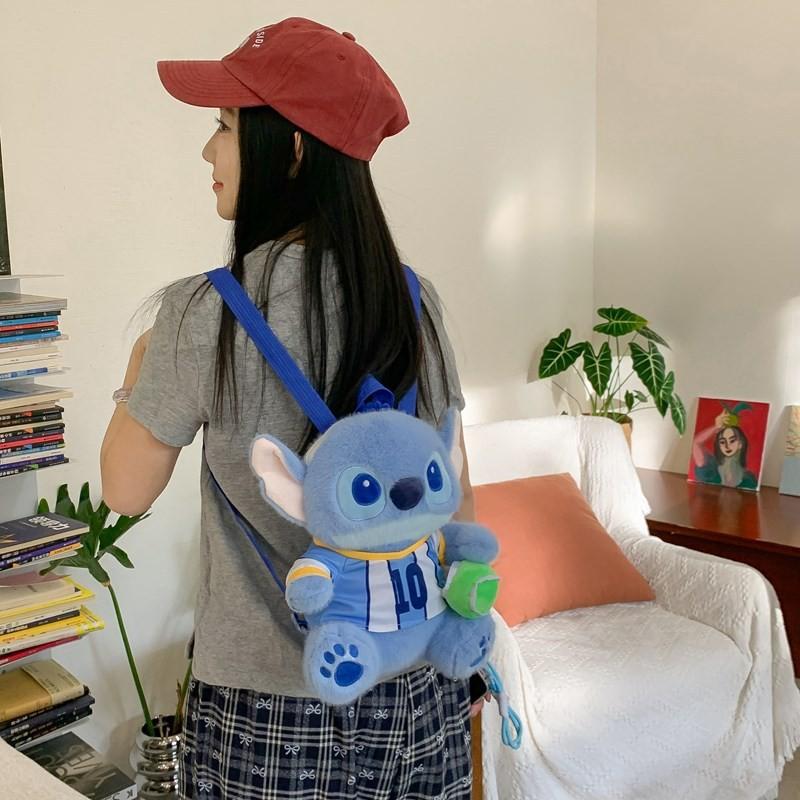 Stitch Plush Toy Backpack With Nylon Interior And Zipper Closure For Daily Use