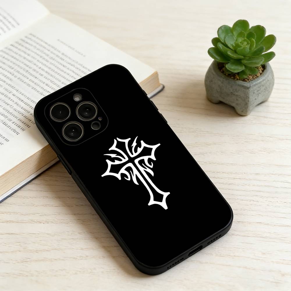 

Чохол для телефону з хрестом для iPhone 17,16,15,14,13,12,11 Plus,Pro Max,XS,М який силіконовий чорний чохол iPhone13PROMAX