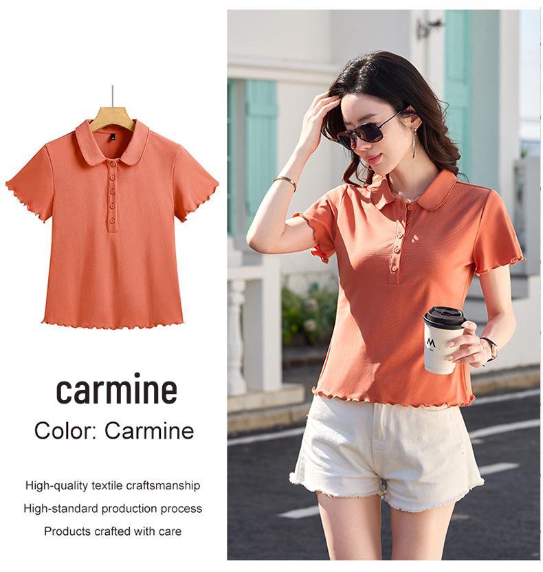 Women s Summer 2026 Ruffle Hem Button-Up Slim Fit Top XXXL багровый