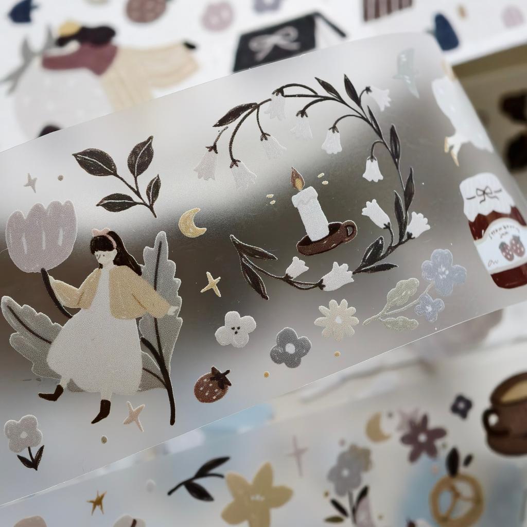 Light Retro Salt Style Journal Washi Tape - 'Field Afternoon Tea' PET Design