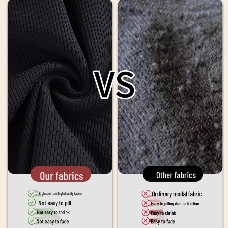 Women's Slim Fit Black Modal Long-Sleeve Mid-Neck Top for Autumn/Winter