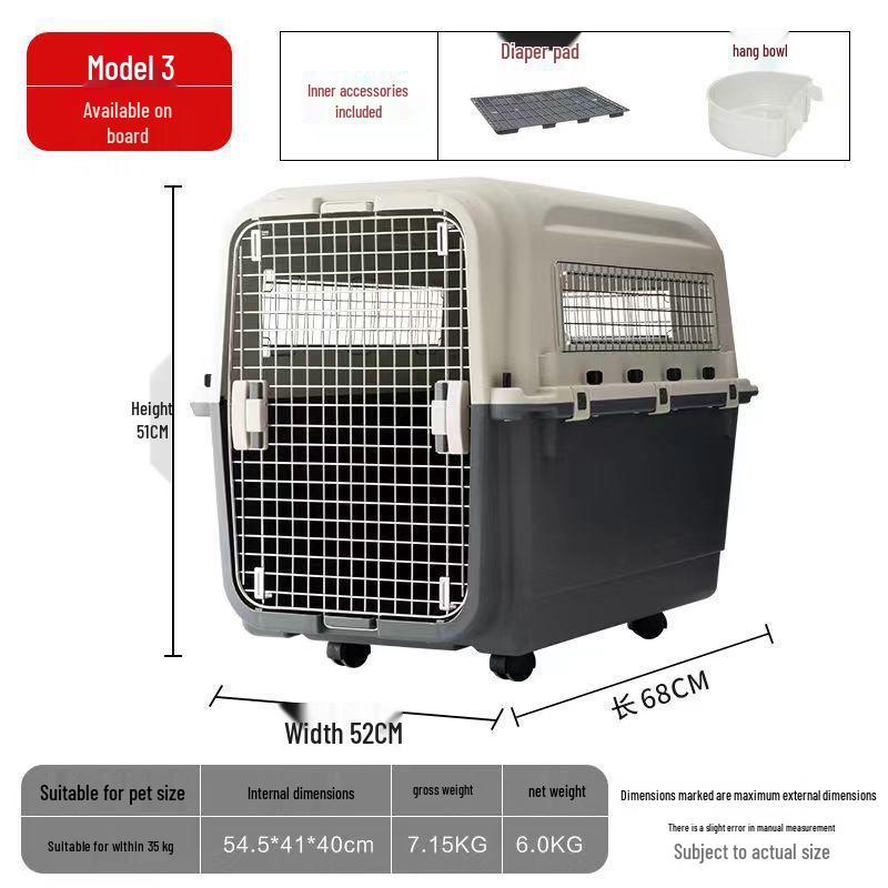 Extra Large Portable Pet Airline Carrier for Dogs, Cats, and Small Animals