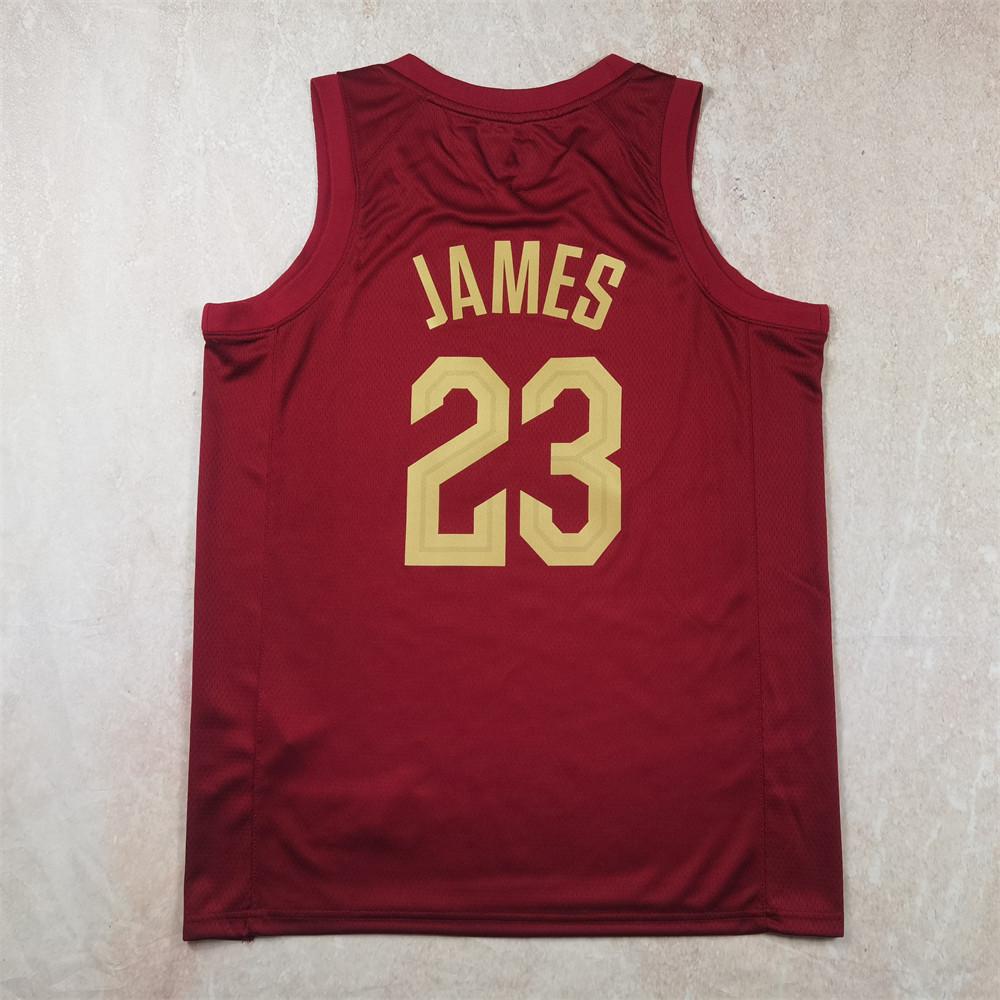 Cavaliers Basketball Jersey: Red #45 Mitchell, #10 Garland, #4 Mobley, Heat-Pressed James, Irving, Allen Edition