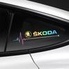 AAAJH1 2 szt. naklejki samochodowe naklejki dekoracyjne na szybę samochodu laserowe wodoodporne do Octavia Superb Rapid Kodiaya Fabia Kamia Citigo