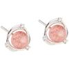 Sterling Silver Strawberry Crystal Zircon Womens Stud Earrings Niche Design Ear Jewelry