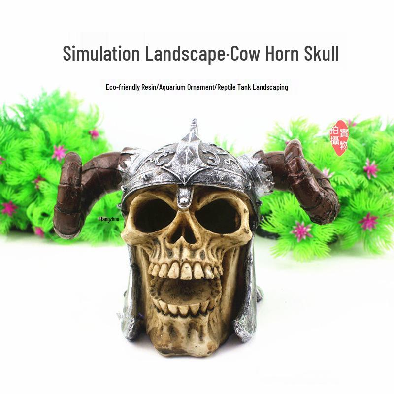 T-Rex Skull & Bone Reptile Tank Decor, Halloween Prop