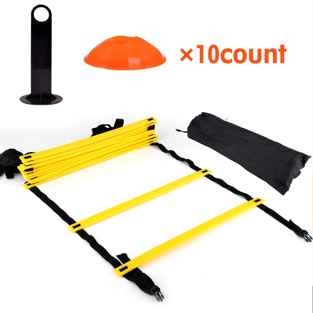 

Speed Agility Training Ladder Kit 12 Adjustable Flat Rungs and 10 Cones (Orange Yellow) for Fo