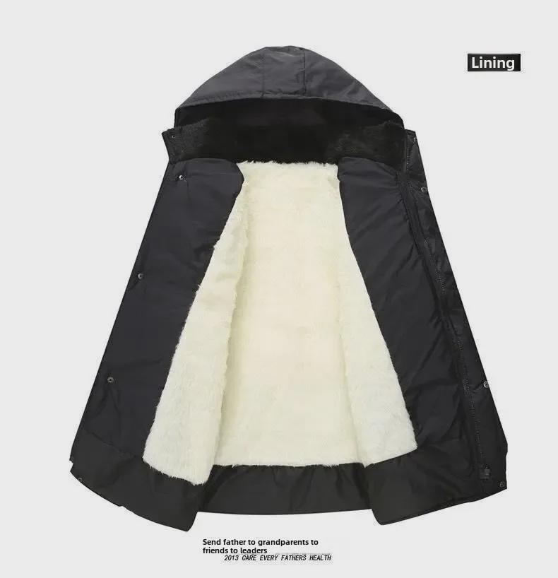 Men's Winter Cotton-Padded Jackets & Coats: Plush, Thickened, Ideal for Middle-Aged & Elderly Dads.