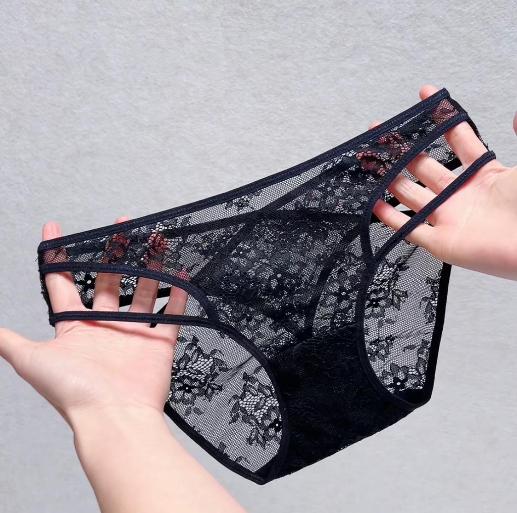 Women's Lace Panties Mid Waist Triangle Briefs Elastic Waist Sexy Comfortable Sexy Bikini Underwear Cheeky Underwear Panties Hipster Lace Trim Panties