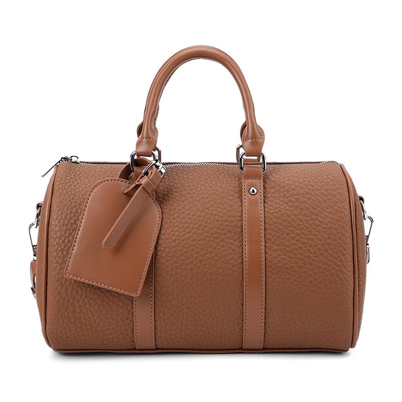 Retro Handbag Bag Women's New Fashion Contrasting Color Bowling Bag Simple Casual Shoulder Messenger Bag