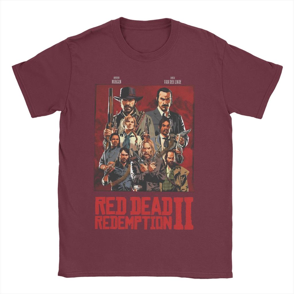 T-shirt in Cotone Red Dead Redemption 2 per Coppia Estate Hip Hop Classiche Traspiranti Harajuku Taglie Forti Top