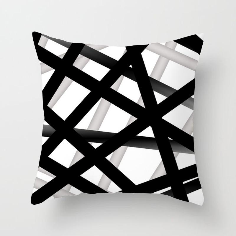 Nordisches Schwarz-Weißes Geometrisches Kissen, Sofataille, Pfirsichleder Samt Kissenbezug, Warmer Fauler Seitenschlaf