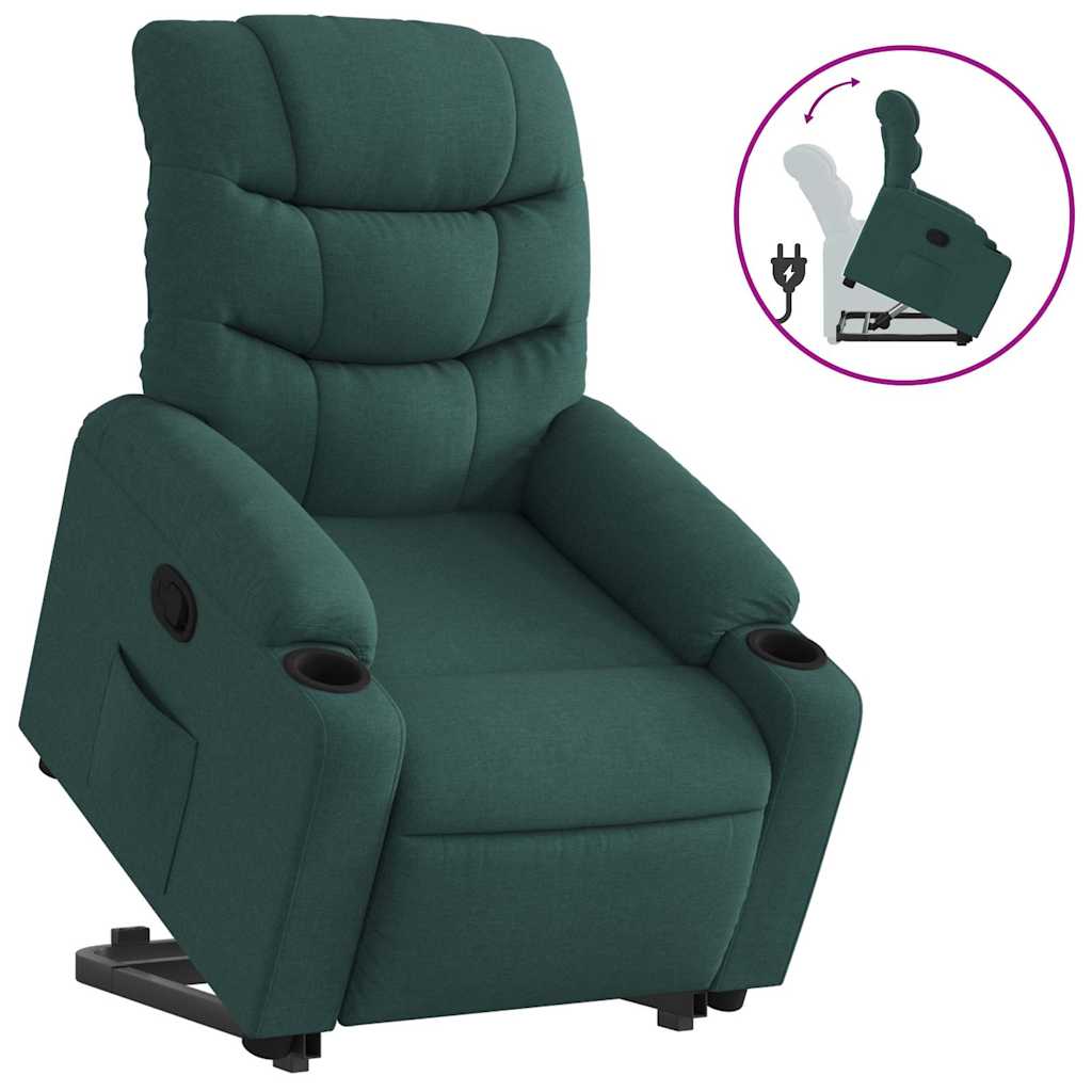 Recliner Chair with Rising Aid Dark Green Fabric