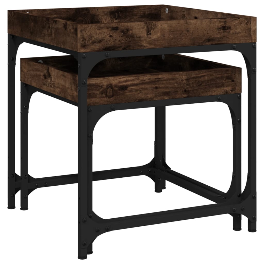 Vidaxl Stoliki Boczne, 2 Szt, Przydymiony Dąb, Materiał Drewnopochodny