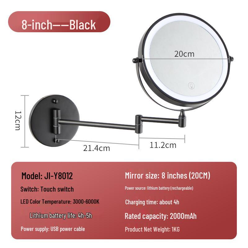 

Настенное двухстороннее светодиодное зеркало для макияжа с увеличением для ванных комнат 8 inch 3X