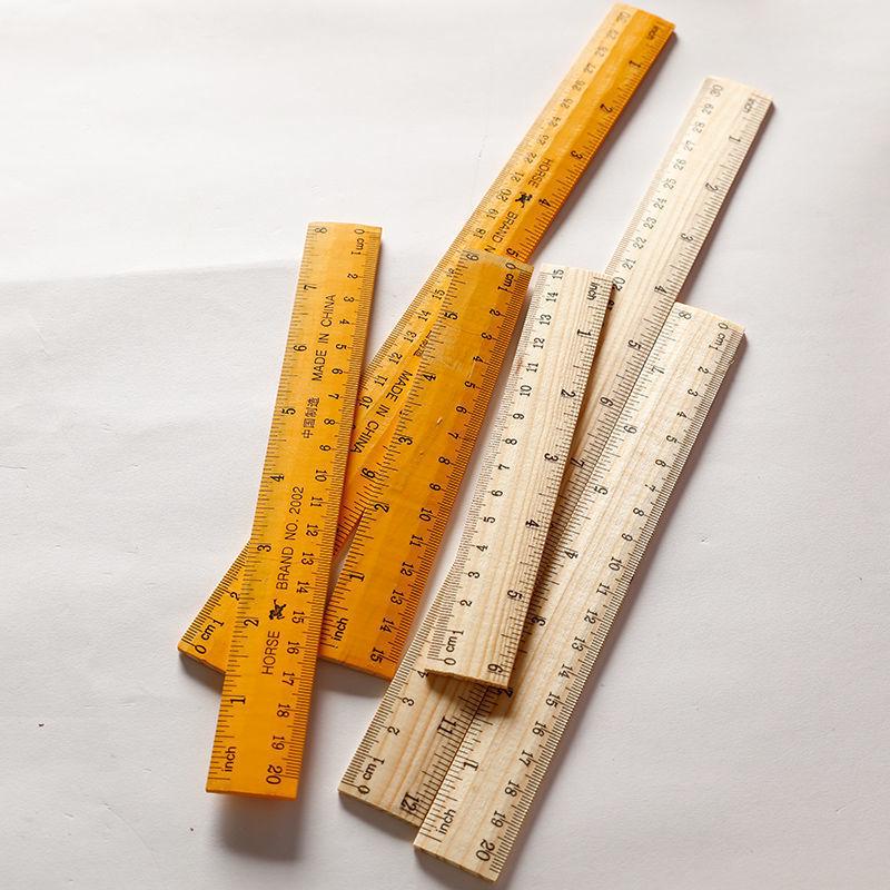 15-30cm Wooden Dual-Sided Ruler for Teaching, Tailoring, and Student Use