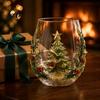 Festliche Feiertagstrinkware Weihnachten 3D Glasbecher Weihnachtsmann Schneemann Baum Skulpturierte Tasse Hitzebeständiger Becher Dekoratives Trinkgeschirr Geschenk für