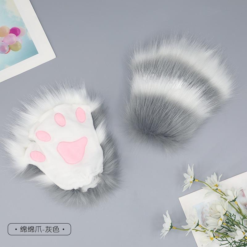 Source Handmade Plush Olita Animal Ears Animal Claws Accessories Soft Cute Girl Cat Lady Cat Claws Half Finger Gloves