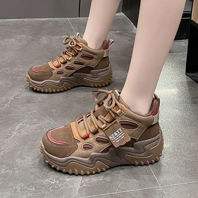 Schuhe Damen 2024 High Top Damen Vulkanisierte Schuhe Outdoor Warm Damen Sneaker Gemischte Farben Schnürung Plateau Damen Freizeitschuhe