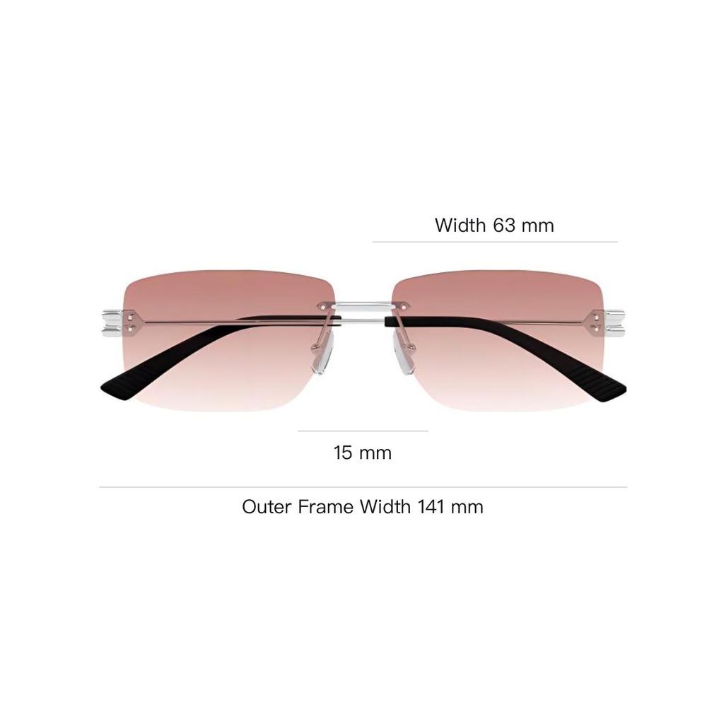 Bottega Veneta Rectangular Sunglasses Silver Unisex Eyewear BV1126S-007