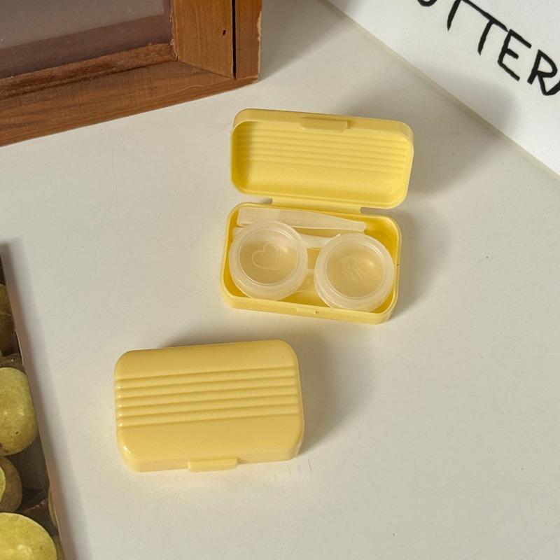 Mini Solid Color Contact Lens Case Contact Lens Container Girls Travel Holder Storage Eye Container with Mirror