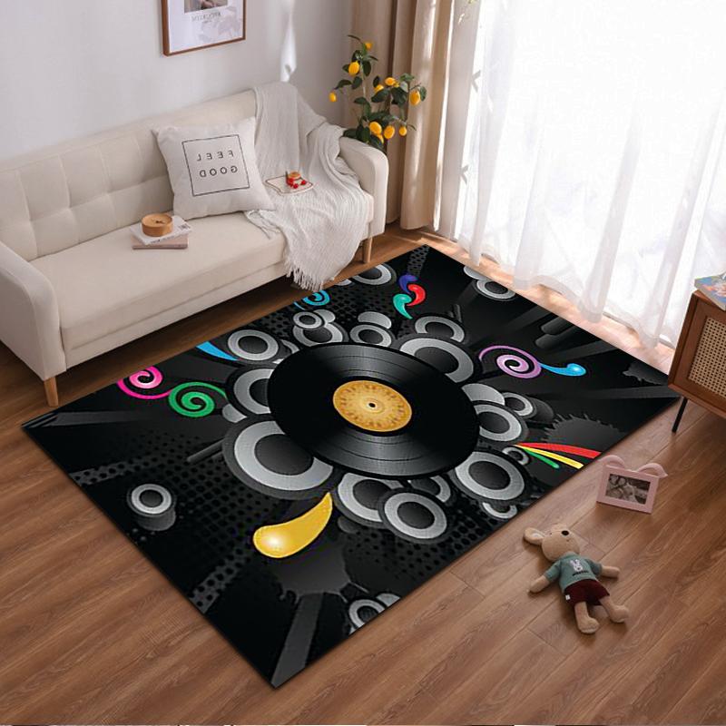 Colorful Vinyl Record Design Carpet with Abstract Retro Patterns Suitable for Use As an Anti-slip for Living Room Bedroom Sofas