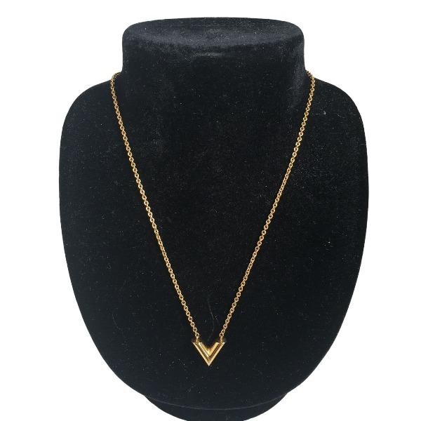 Louis Vuitton Essential V Necklace Steel Gold Women M61083 Used