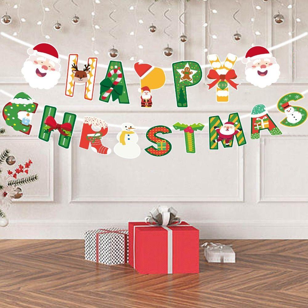 Papírový vánoční banner Dekorativní vánoční závěsný banner na dveře Banner s vánočním stromkem a losy Nový rok