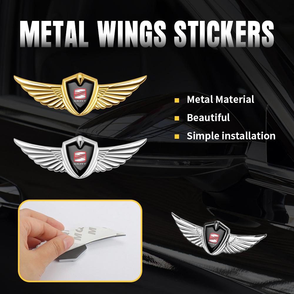 Metal Car Eagle Angel Wings Badge Trunk Fender Decoration Sticker For SEAT Leon Mk1 Mk2 Ibiza Arosa Ateca Altea Cordoba Cupra FR uio321