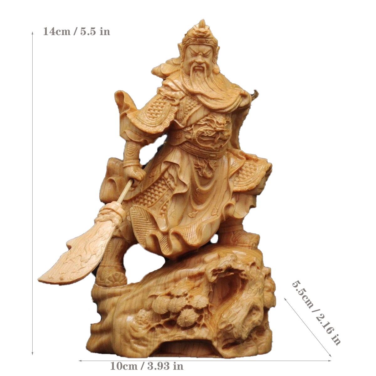 

Natural Cypress Guan Gong sculptures figurines Solid wood carving Home Room OfficeWealth Luck Feng Shui Decor Portrait Statue