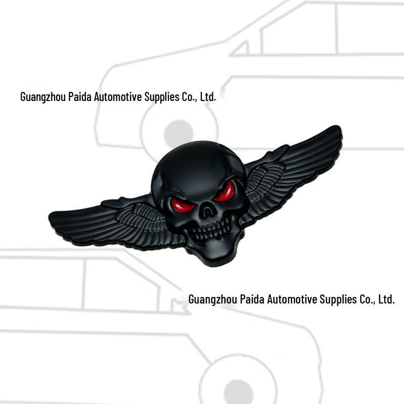 Oni Head Wings Skull Car Tail & Side Decal - Angel Wings Body Sticker