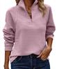 Women's Loose Fit Ribbed Long Sleeve Top with Half Zip Collar In Multiple Colors