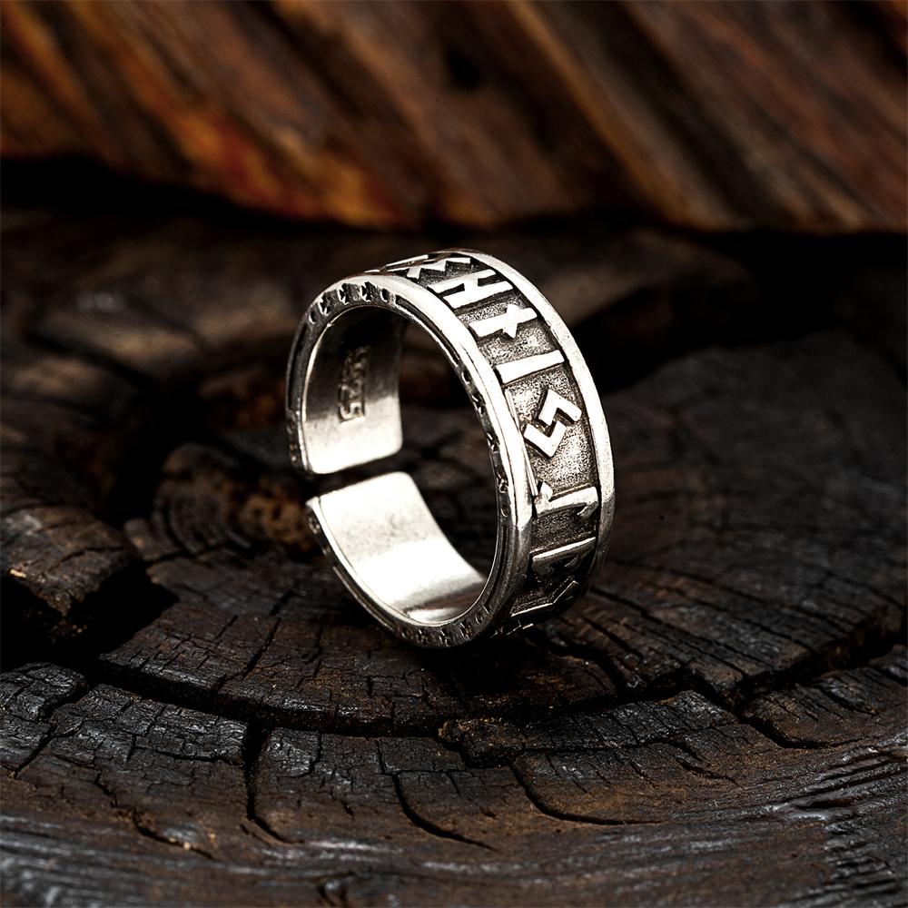 Ретро Норвежский Футарк Викинги Руны Открывающее Кольцо Античное Серебряное Цвета Украшение для Мужчин Женщин Скандинавский Амулет resizable