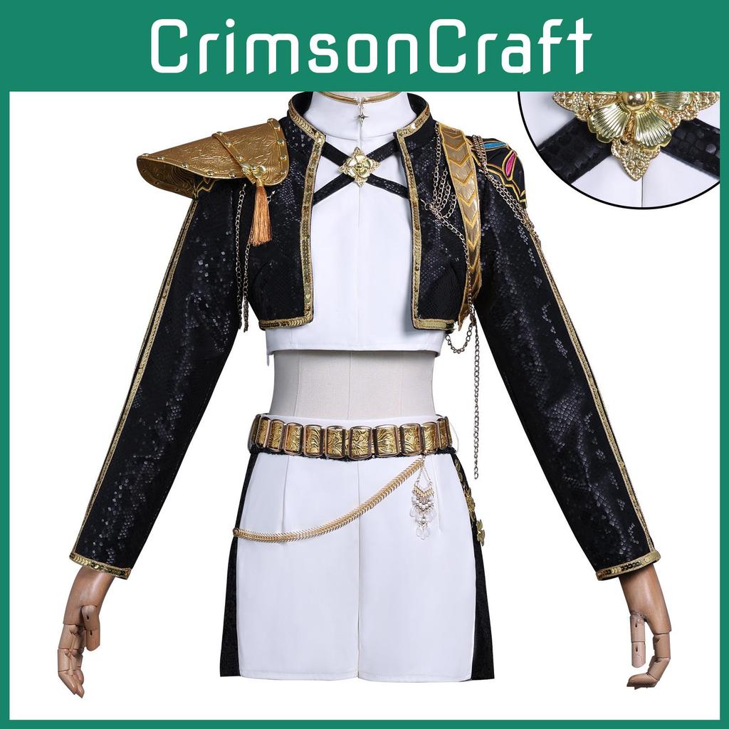 Kpop Demon Hunters Anime Character Black Gold Halloween Role Playing Costume With Faux Leather