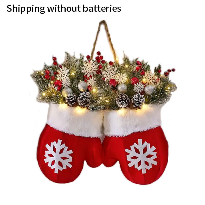 Weihnachtsgirlande Kreativer Handschuhförmiger Künstlicher Blumenkranz Fenster Tür Tor Weihnachtsdekorationen Weihnachten Neujahr Dekorationen