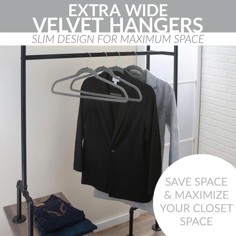 6 Pack Extra Wide Velvet Coat Hangers Non Slip Organizational Durable Space Saving Shirts Dresses Closet Management